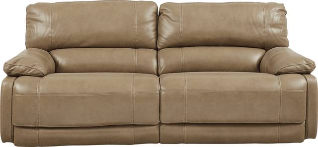 Cindy Crawford Home Auburn Hills Mushroom Leather Power Reclining Sofa - Thumbnail - Image 1