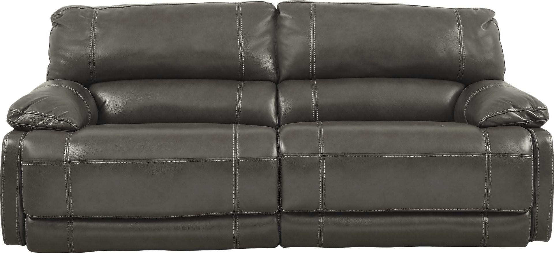 Cindy Crawford Home Auburn Hills Steel Leather Power Reclining Sofa - Image 1