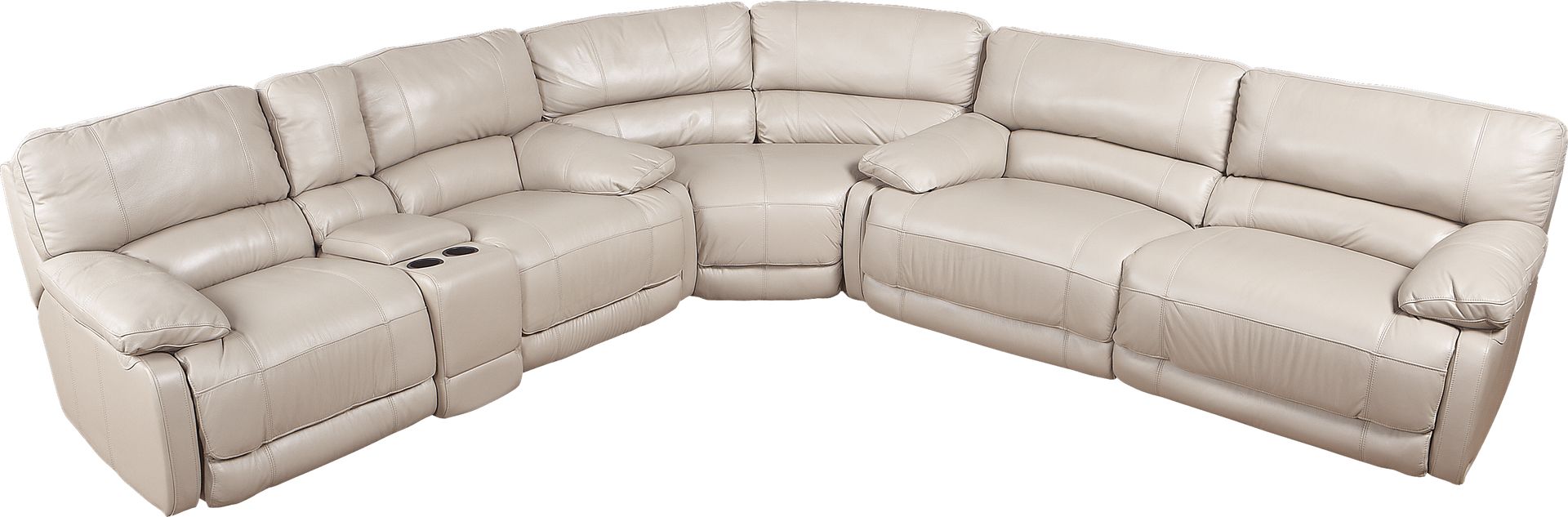 Cindy Crawford Home Auburn Hills Taupe Leather 3 Pc Power Sectional - Image 1