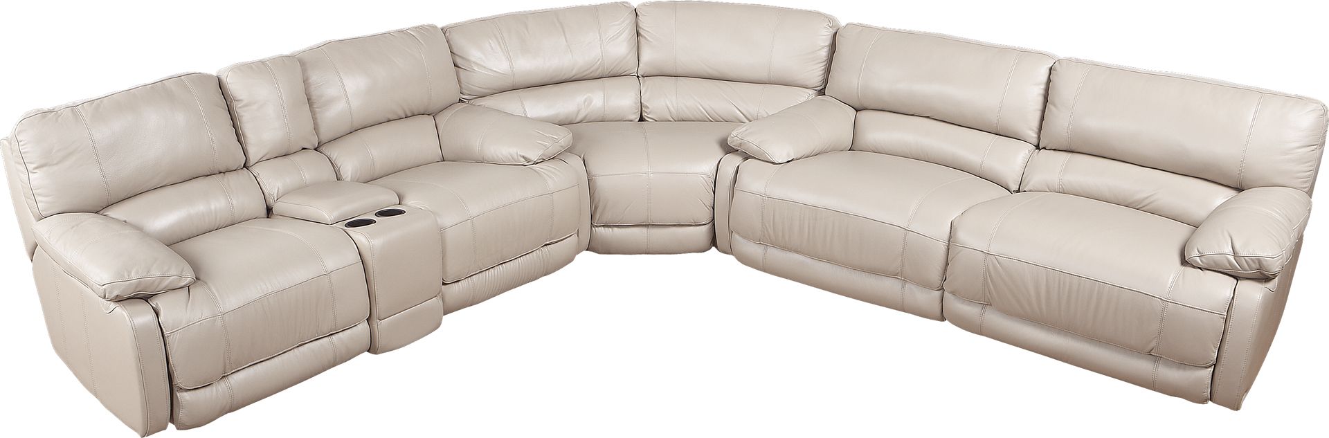 Cindy Crawford Home Auburn Hills Taupe Leather 3 Pc Reclining Sectional - Image 1