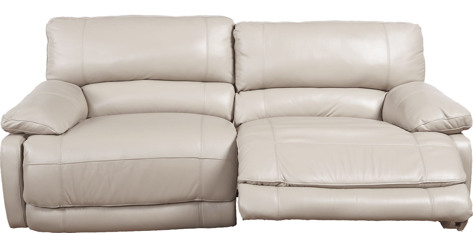 Cindy Crawford Home Auburn Hills Taupe Leather Reclining Sofa - Image 1