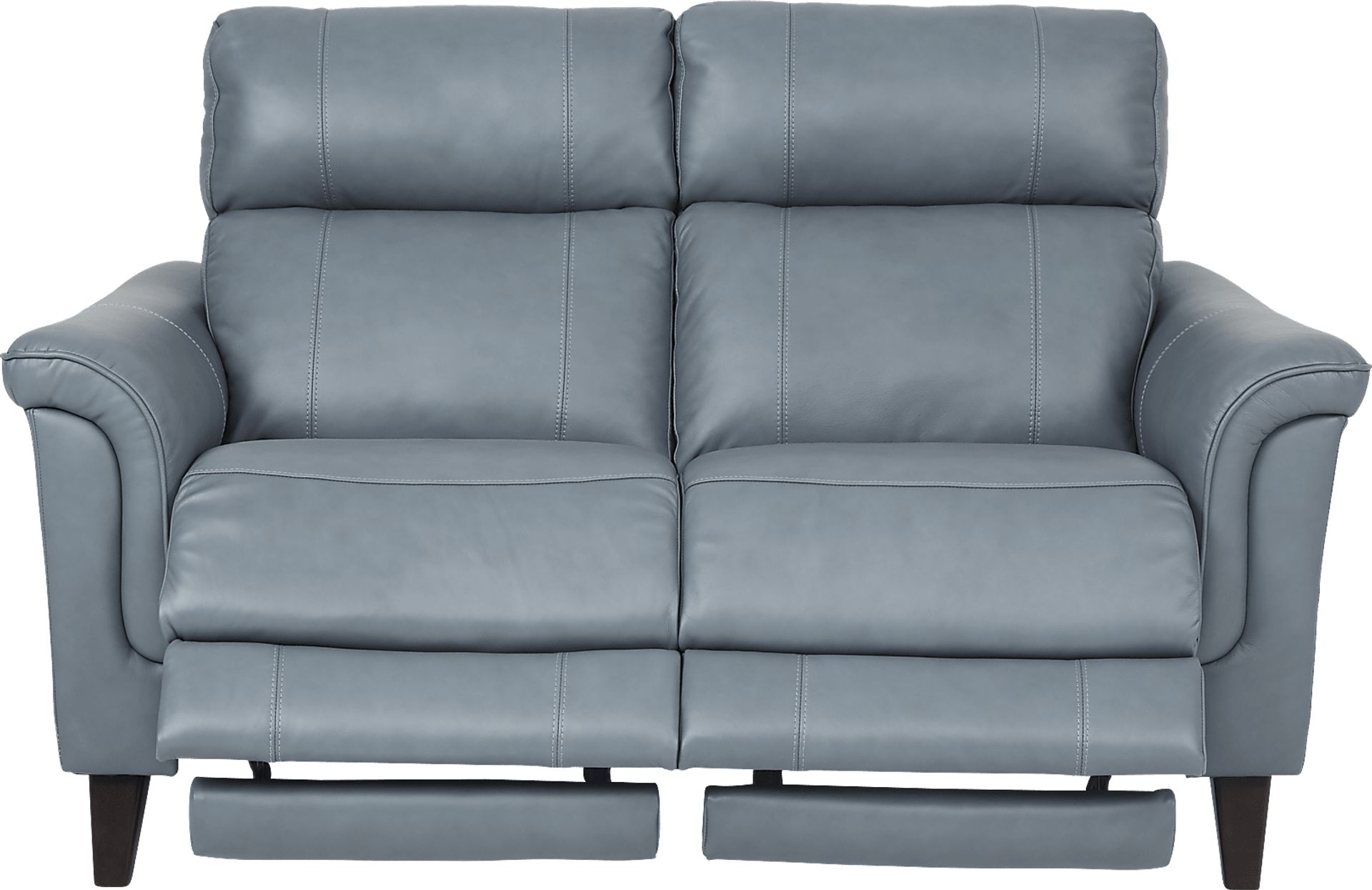 Cindy Crawford Home Avezzano Blue Dual Power Reclining Leather Loveseat - Image 2