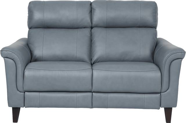 Cindy Crawford Home Avezzano Blue Dual Power Reclining Leather Loveseat - Thumbnail - Image 1