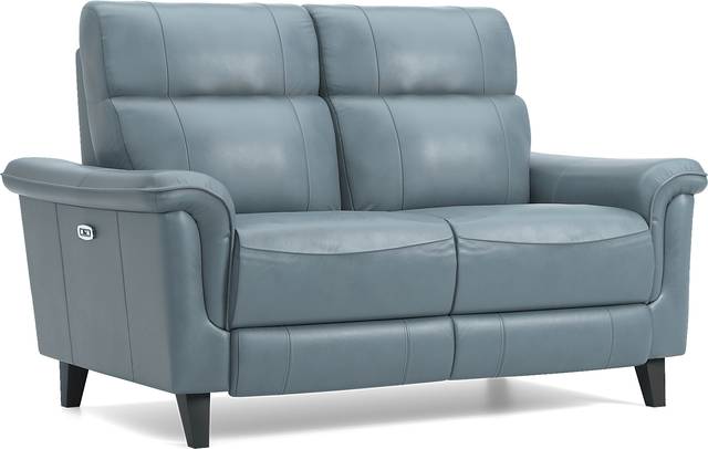Avezzano Blue Dual Power Reclining Leather Loveseat - Thumbnail - Image 2
