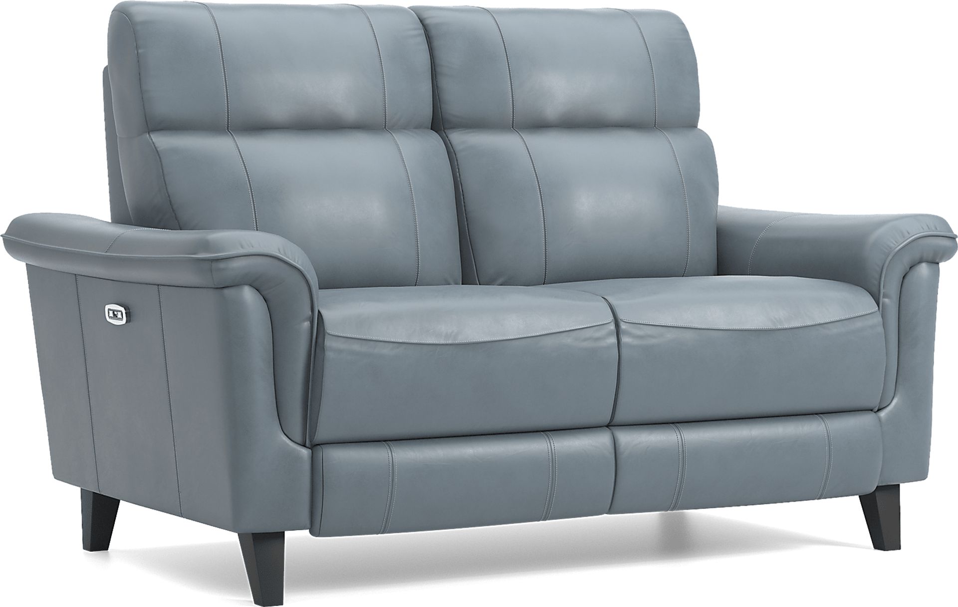 Avezzano Blue Dual Power Reclining Leather Loveseat - Image 2