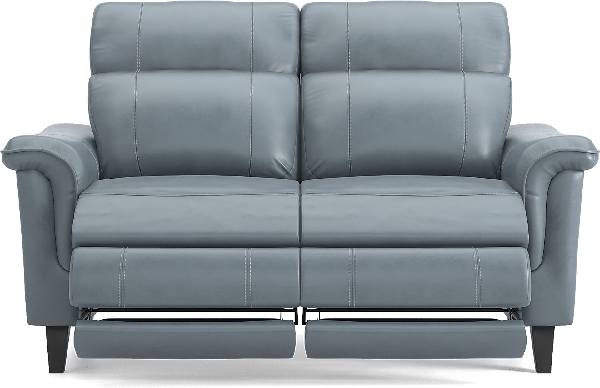 Cindy Crawford Avezzano Blue Leather Dual Power Reclining Loveseat 