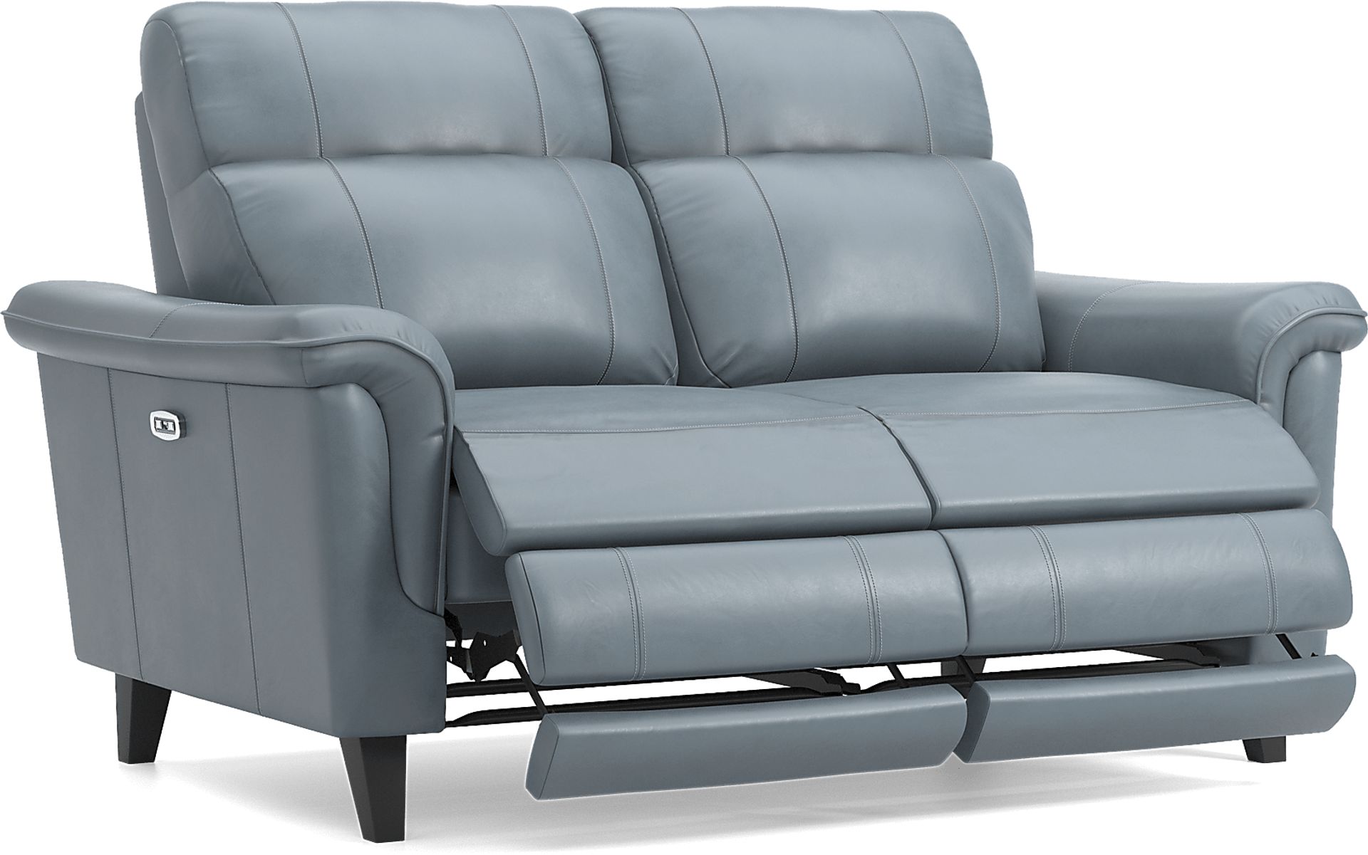 Avezzano Blue Dual Power Reclining Leather Loveseat - Image 6