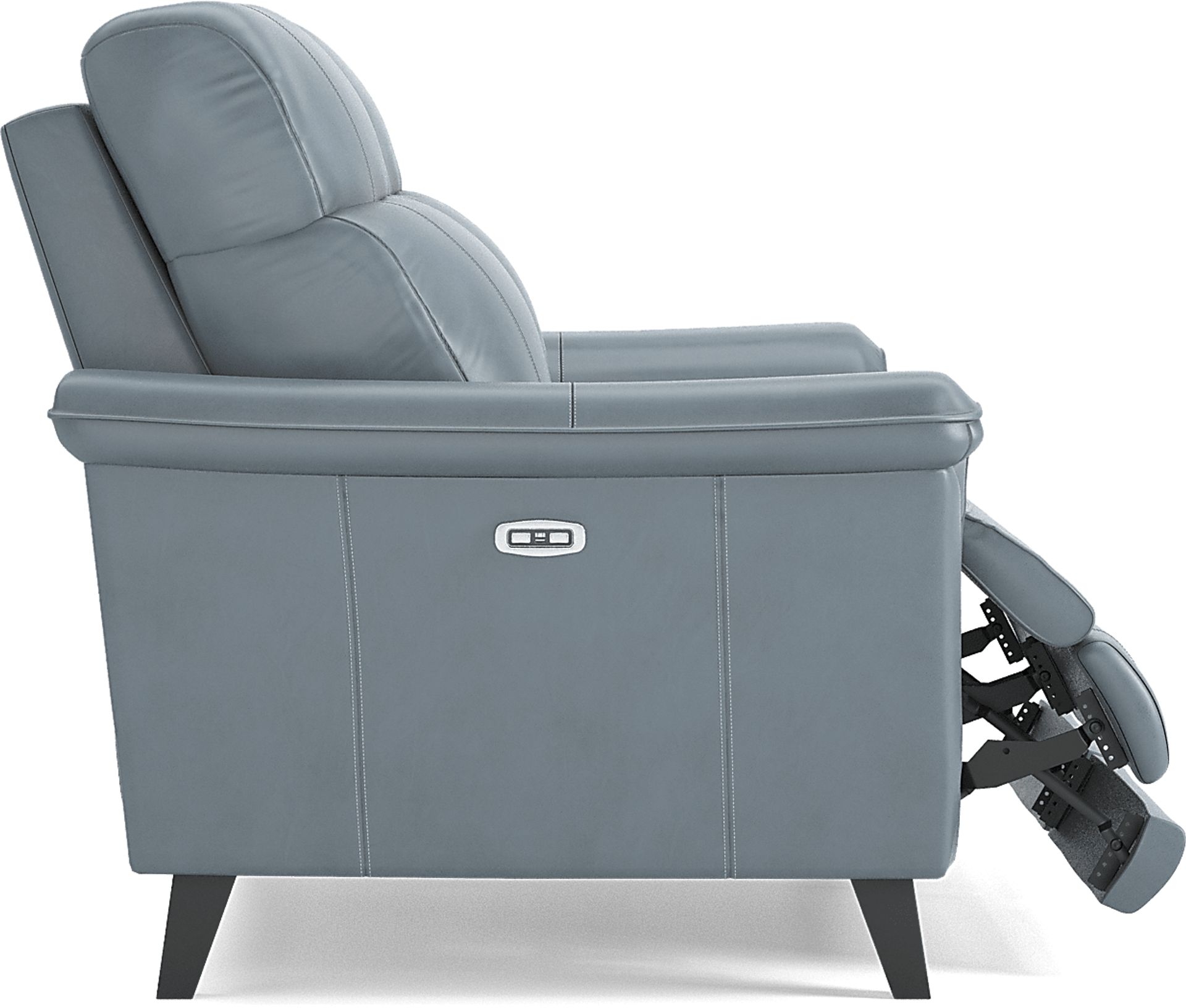 Avezzano Blue Dual Power Reclining Leather Loveseat - Image 7