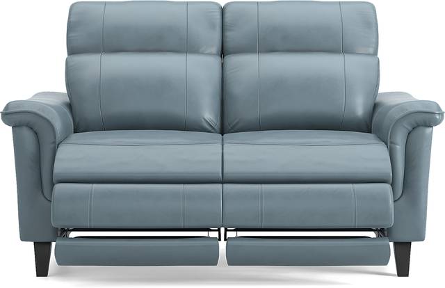 Avezzano Blue Dual Power Reclining Leather Loveseat - Thumbnail - Image 1