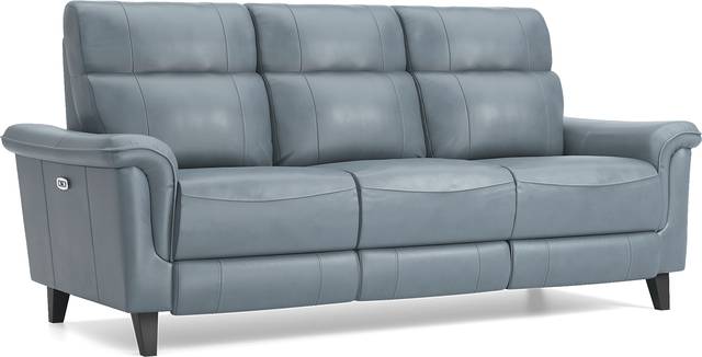 Cindy Crawford Home Avezzano Blue 3 Pc Leather Living Room with Dual Power Reclining Sofa - Thumbnail - Image 3