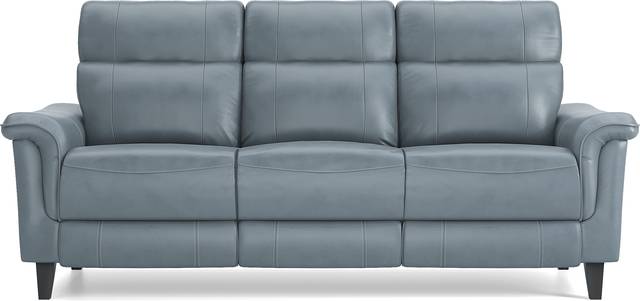 Cindy Crawford Home Avezzano Blue 3 Pc Leather Living Room with Dual Power Reclining Sofa - Thumbnail - Image 2