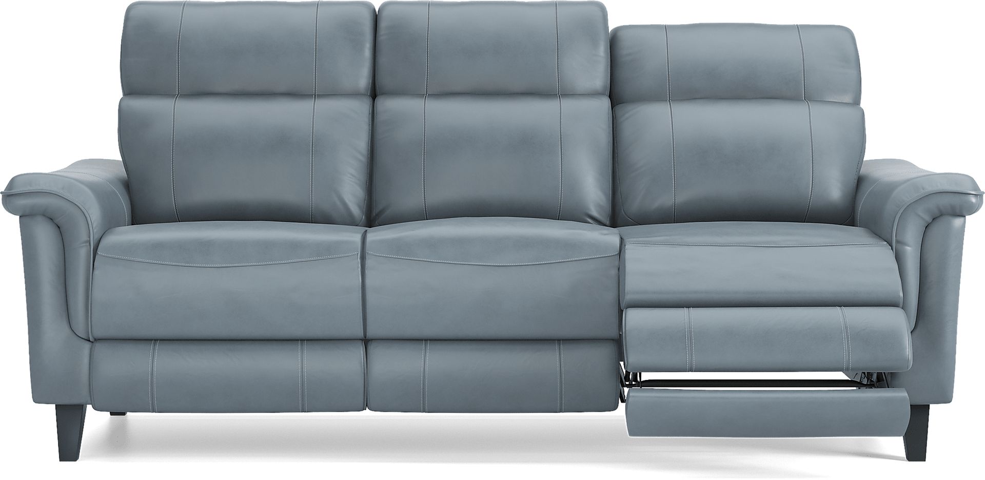 Avezzano Blue Dual Power Reclining Leather Sofa - Image 5