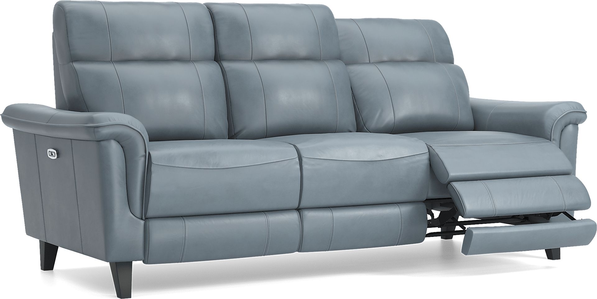 Avezzano Blue Dual Power Reclining Leather Sofa - Image 6