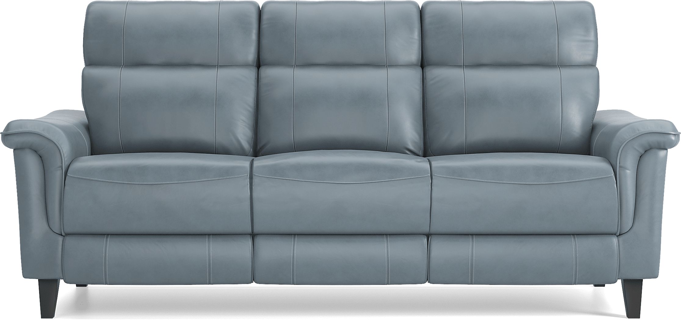 Blue leather reclining discount loveseat