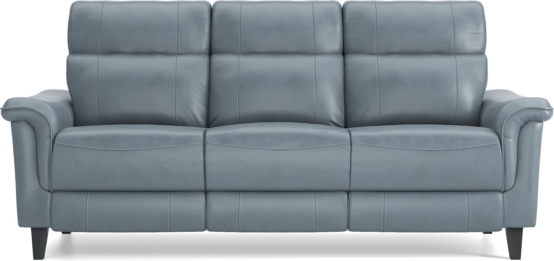 Avezzano Blue Dual Power Reclining Leather Sofa - Image 1