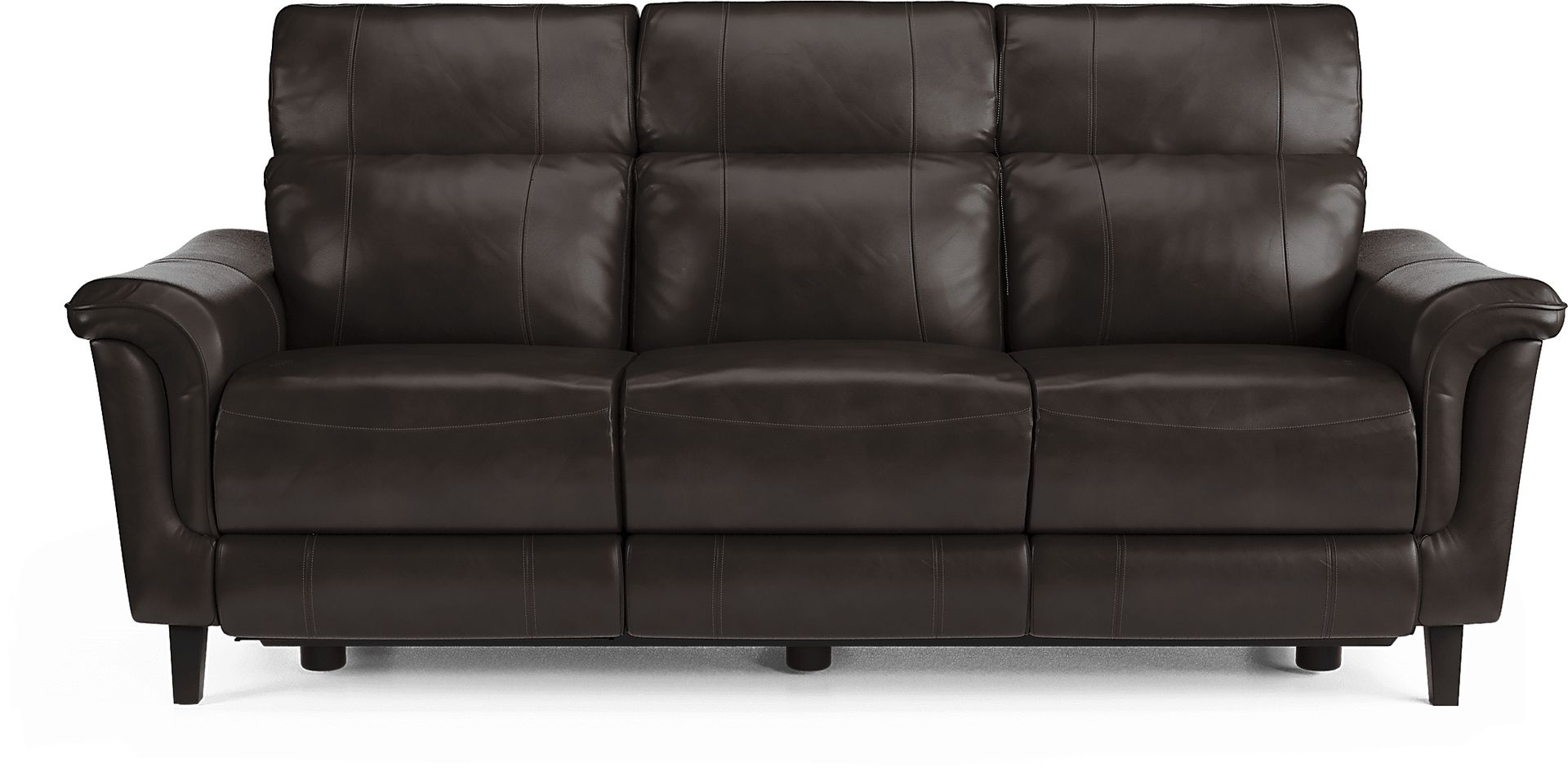 Cindy Crawford Home Avezzano Brown Dual Power Reclining Leather Sofa - Image 1