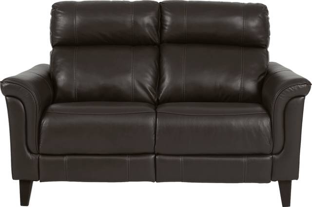 Cindy Crawford Home Avezzano Brown Leather Loveseat - Thumbnail - Image 1
