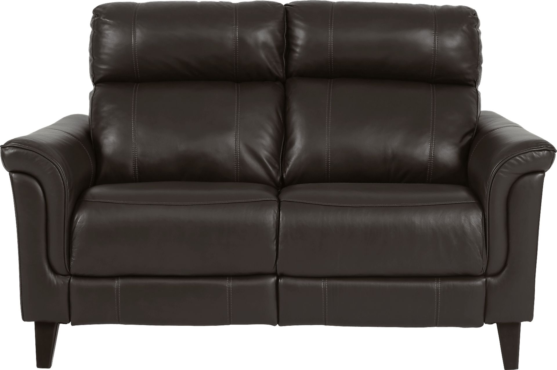 Cindy Crawford Home Avezzano Brown Leather Loveseat - Image 1