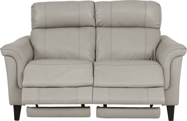 Cindy Crawford Home Avezzano Stone Dual Power Reclining Leather Loveseat - Thumbnail - Image 2