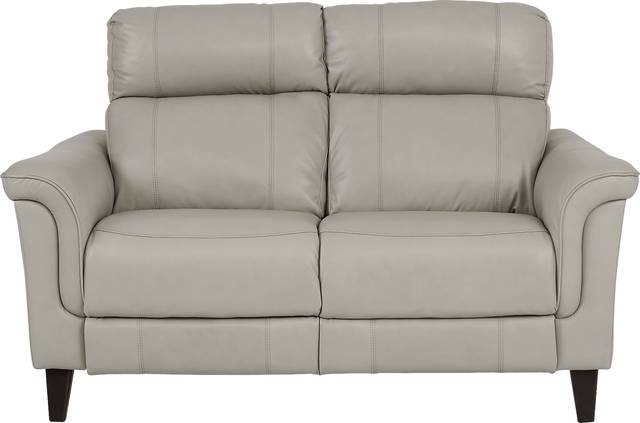 Cindy Crawford Home Avezzano Stone Dual Power Reclining Leather Loveseat - Thumbnail - Image 1