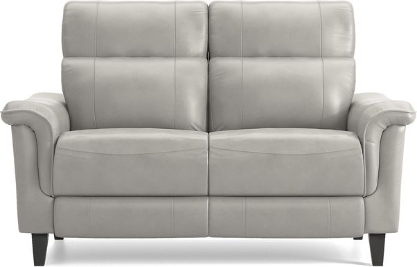 Cindy Crawford Home Avezzano Stone Dual Power Reclining Leather Loveseat