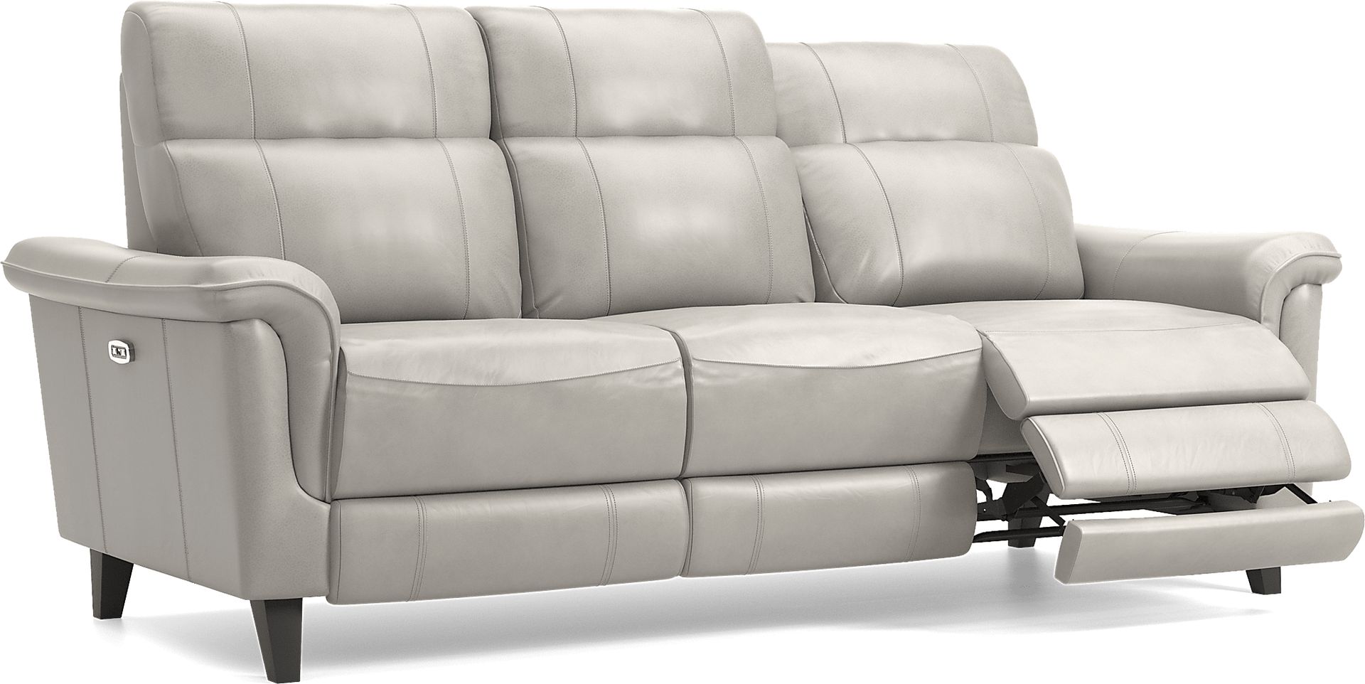 Cindy Crawford Home Avezzano Stone Dual Power Reclining Leather Sofa - Image 6