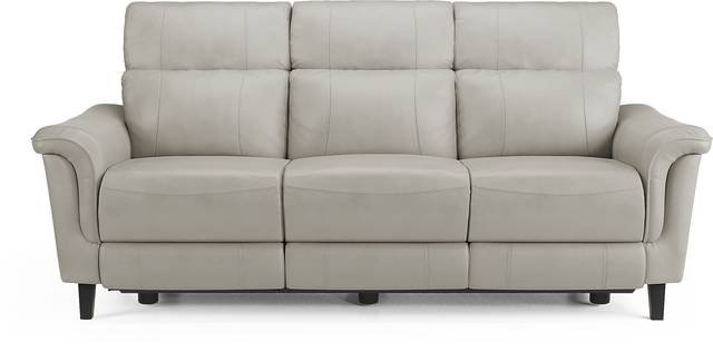 Cindy Crawford Home Avezzano Stone Dual Power Reclining Leather Sofa - Thumbnail - Image 1
