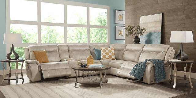 Cindy Crawford Home Barton Springs Beige 9 Pc Power Reclining Sectional Living Room - Thumbnail - Image 1