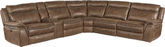 Cindy Crawford Home Barton Springs Brown 6 Pc Power Reclining Sectional - Thumbnail - Image 1