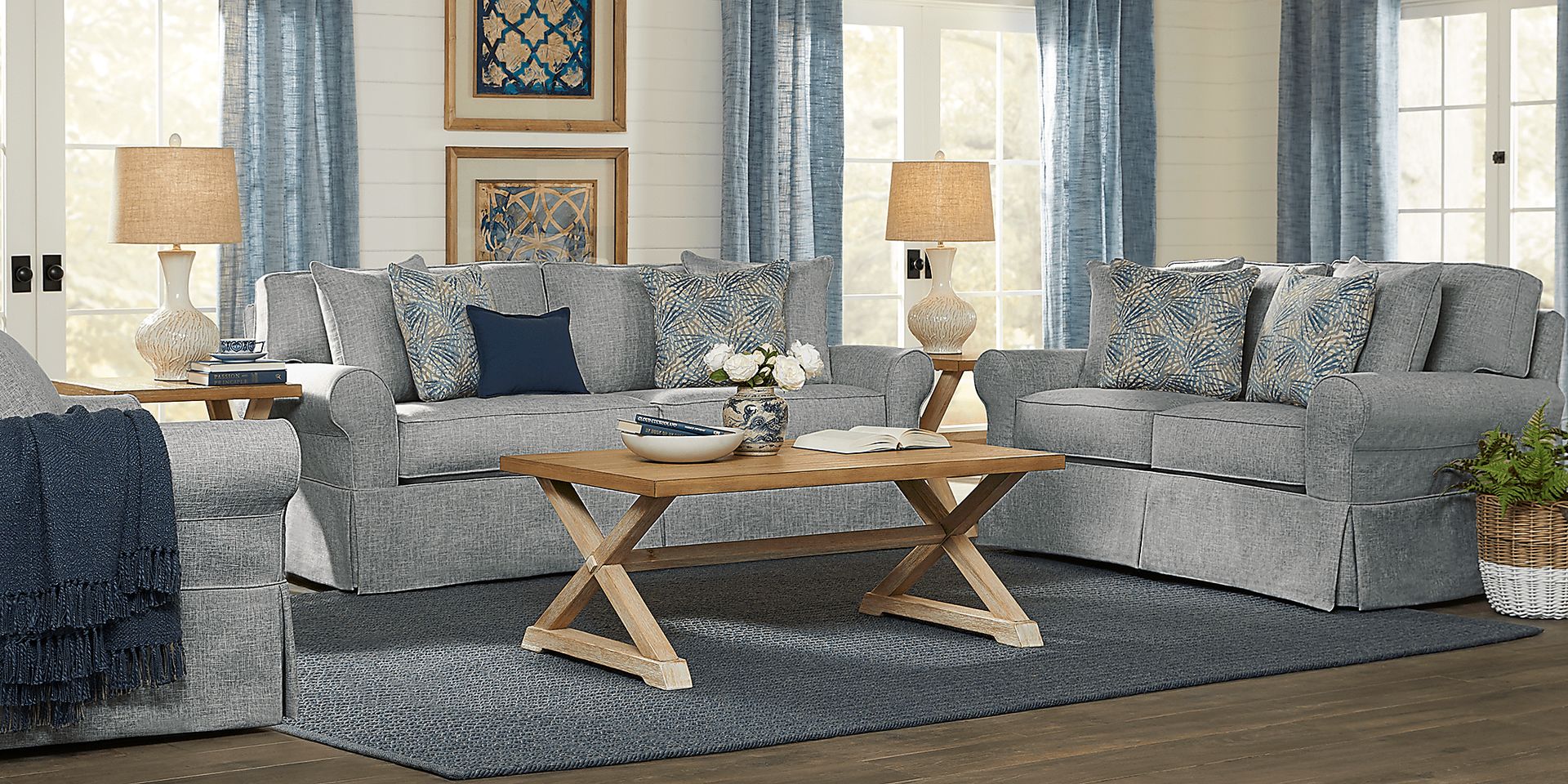 Cindy Crawford Home Beachside Ash Textured 7 Pc Living Room - Image 1