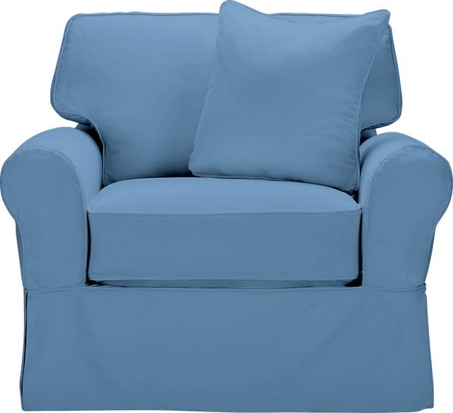 Beachside Blue Denim Chair Slipcover - Thumbnail - Image 1