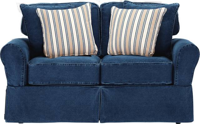 Cindy Crawford Home Beachside Blue Denim Loveseat - Thumbnail - Image 1