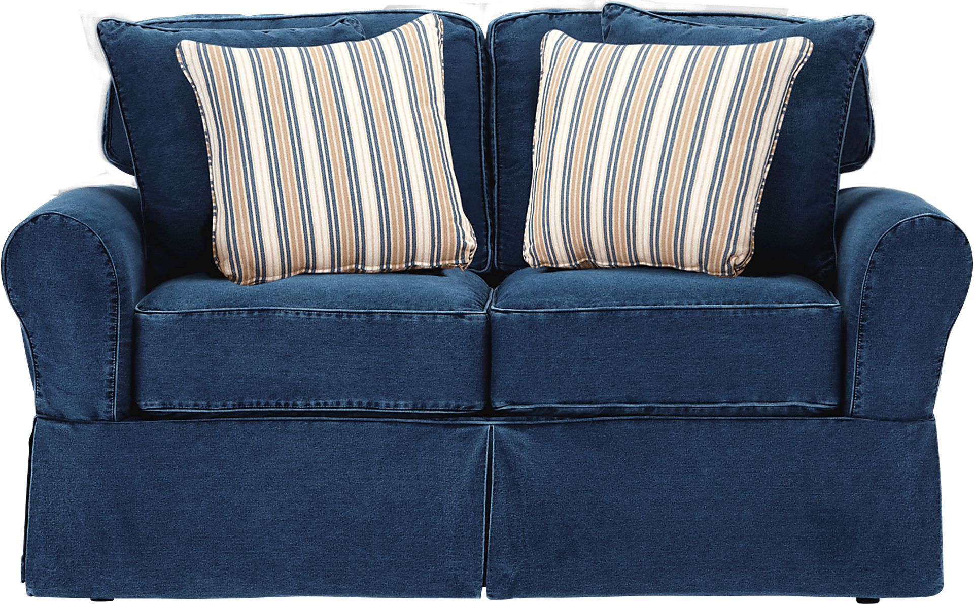 Cindy Crawford Home Beachside Blue Denim Loveseat - Image 1