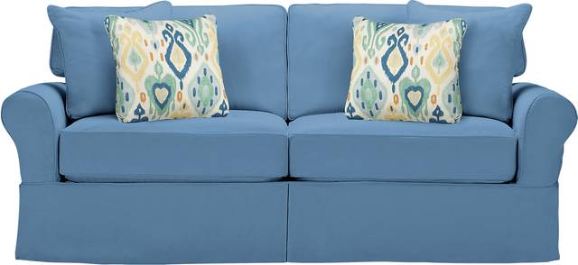 Cindy Crawford Home Beachside Blue Denim Sofa - Thumbnail - Image 1