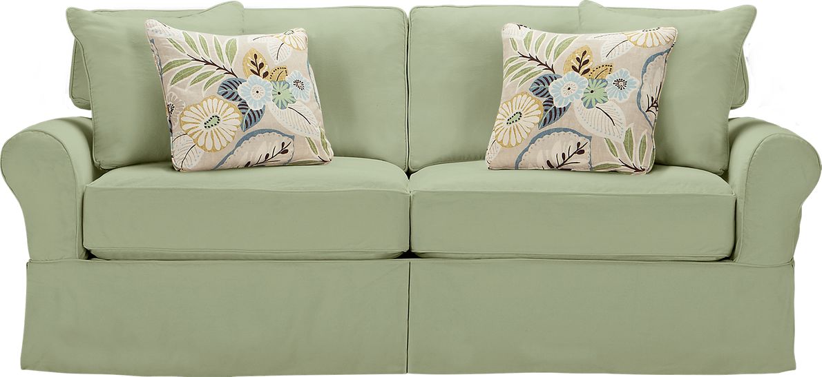 Cindy Crawford Beachside Green Cotton Fabric Sofa Rooms To Go