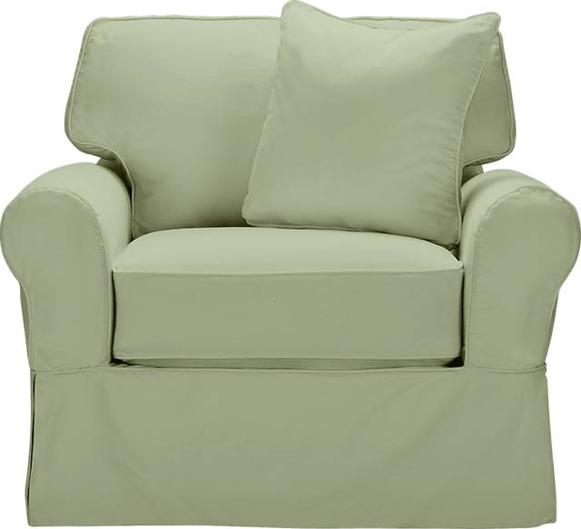 Beachside Green Denim Chair Slipcover - Thumbnail - Image 1
