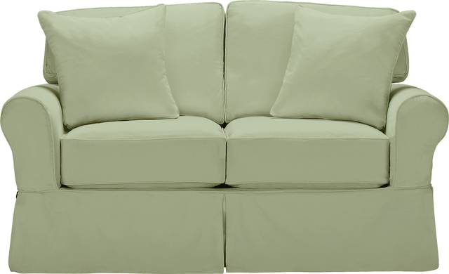Beachside Green Denim Loveseat Slipcover - Thumbnail - Image 1