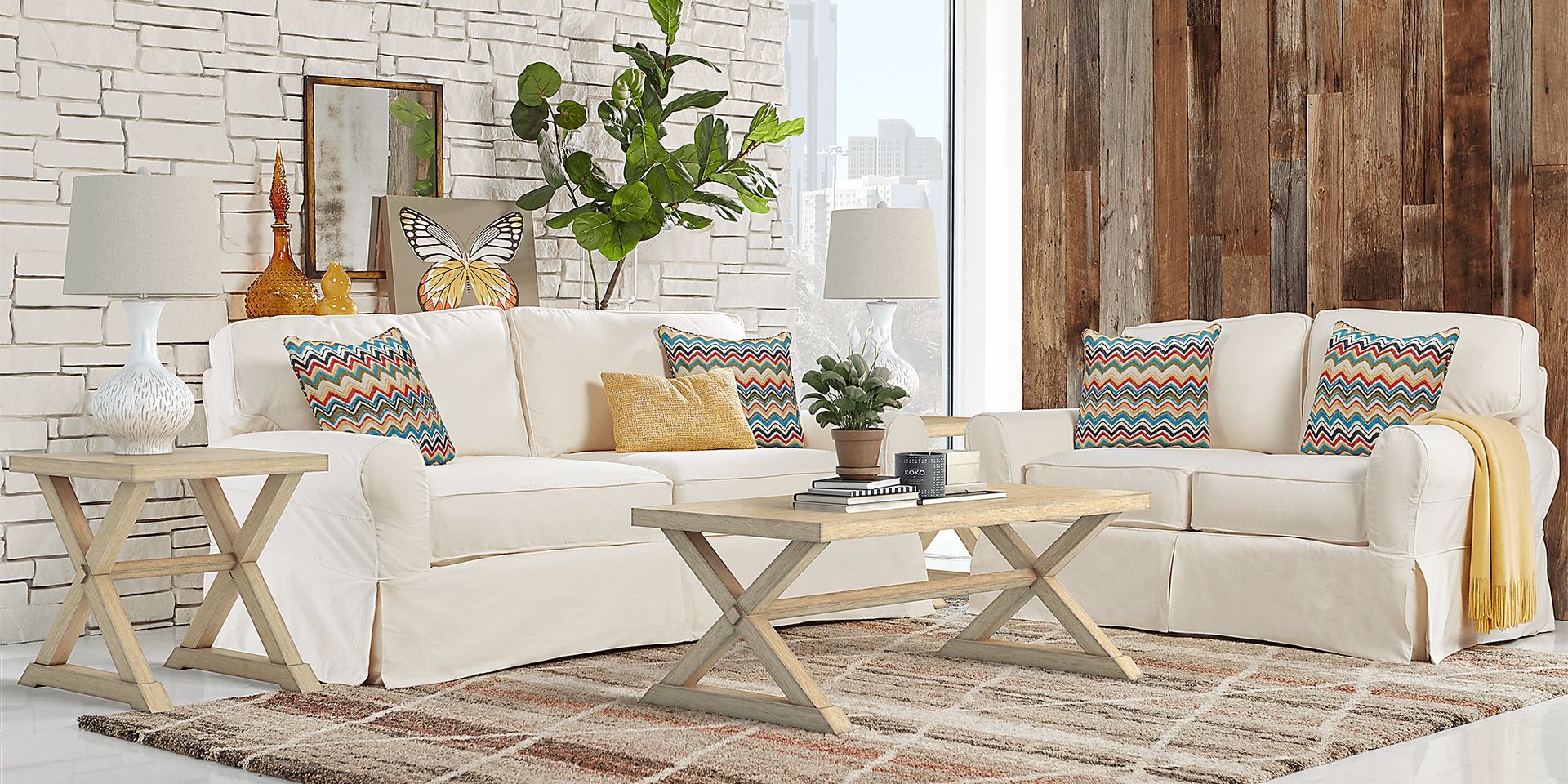 Cindy Crawford Home Beachside Natural Denim 8 Pc Living Room - Image 1