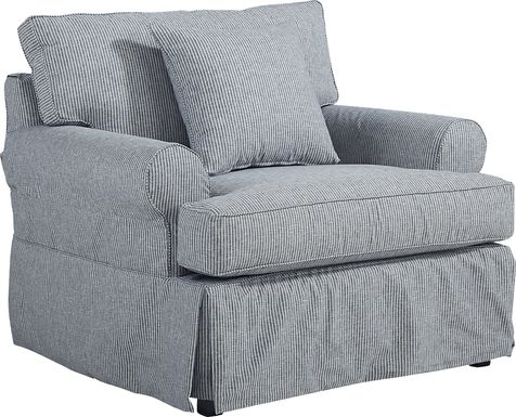Beachside Walk Blue Denim Slipcover Chair