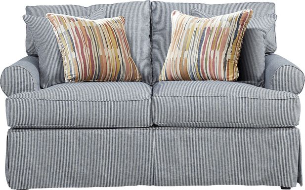 Beachside Walk Blue Denim Slipcover Loveseat