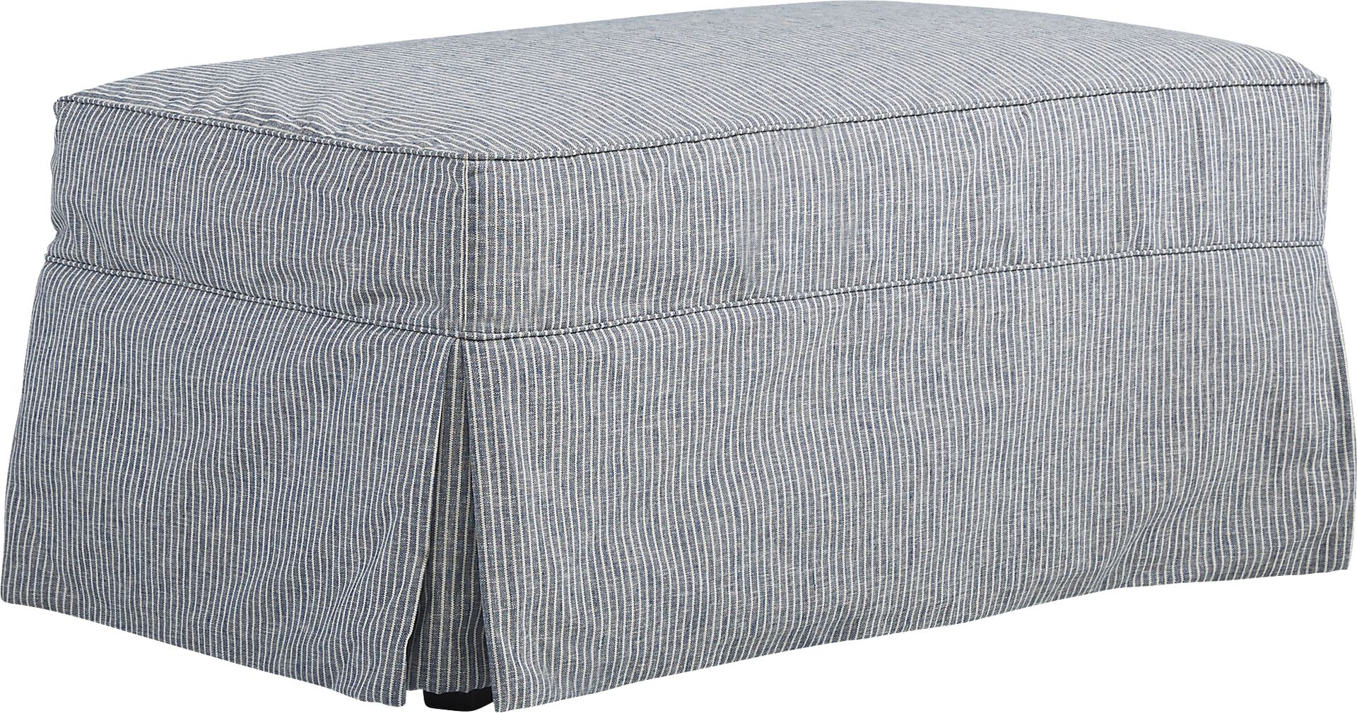 Beachside Walk Blue Denim Slipcover Ottoman - Image 1