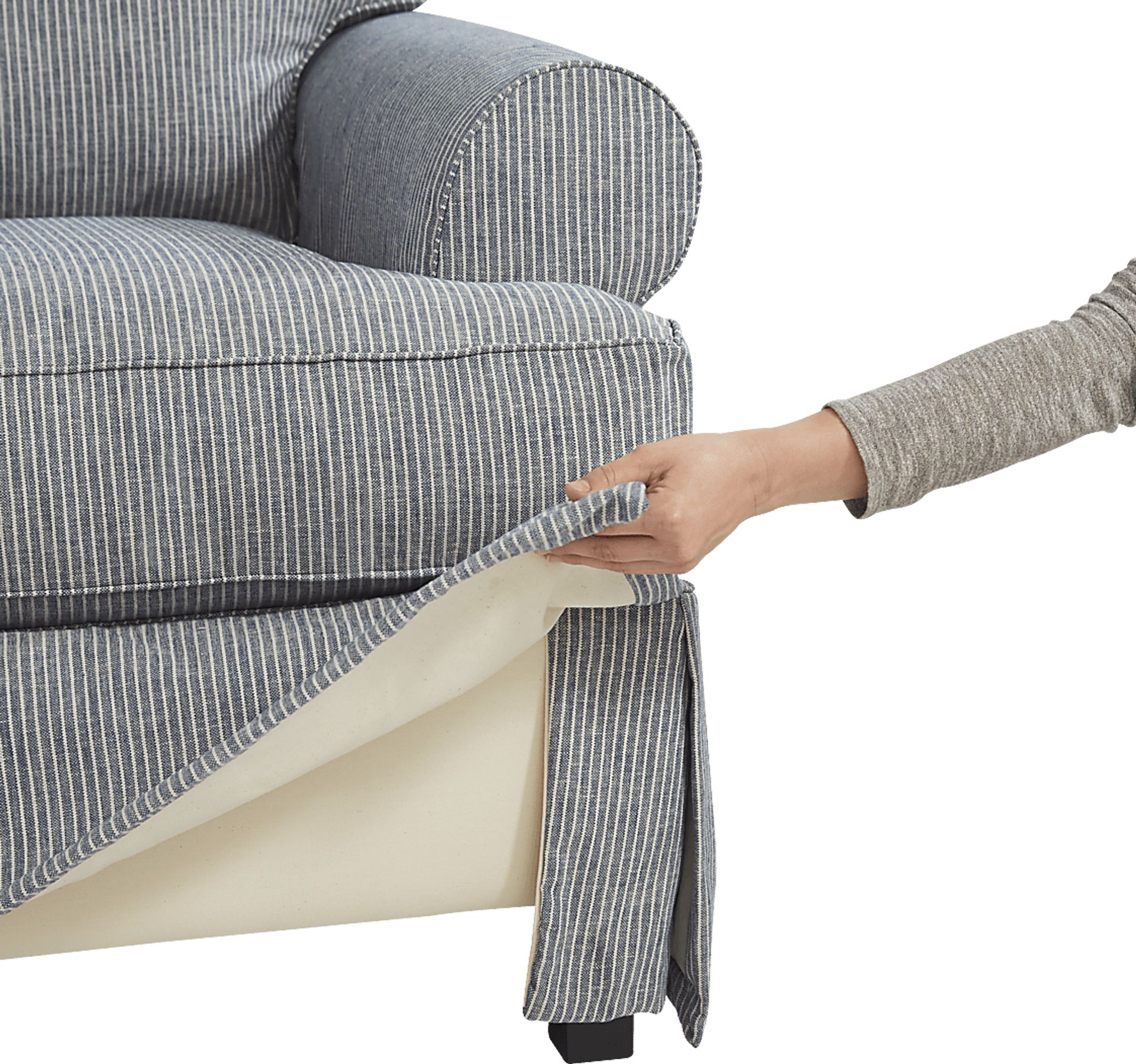 Beachside Walk Blue Denim Slipcover Sofa - Image 5