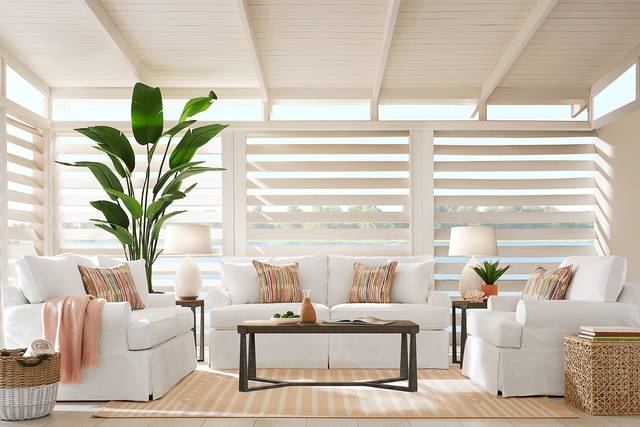 Cindy Crawford Home Beachside Walk White Denim 7 Pc Living Room with Gel Foam Sleeper Sofa - Thumbnail - Image 1