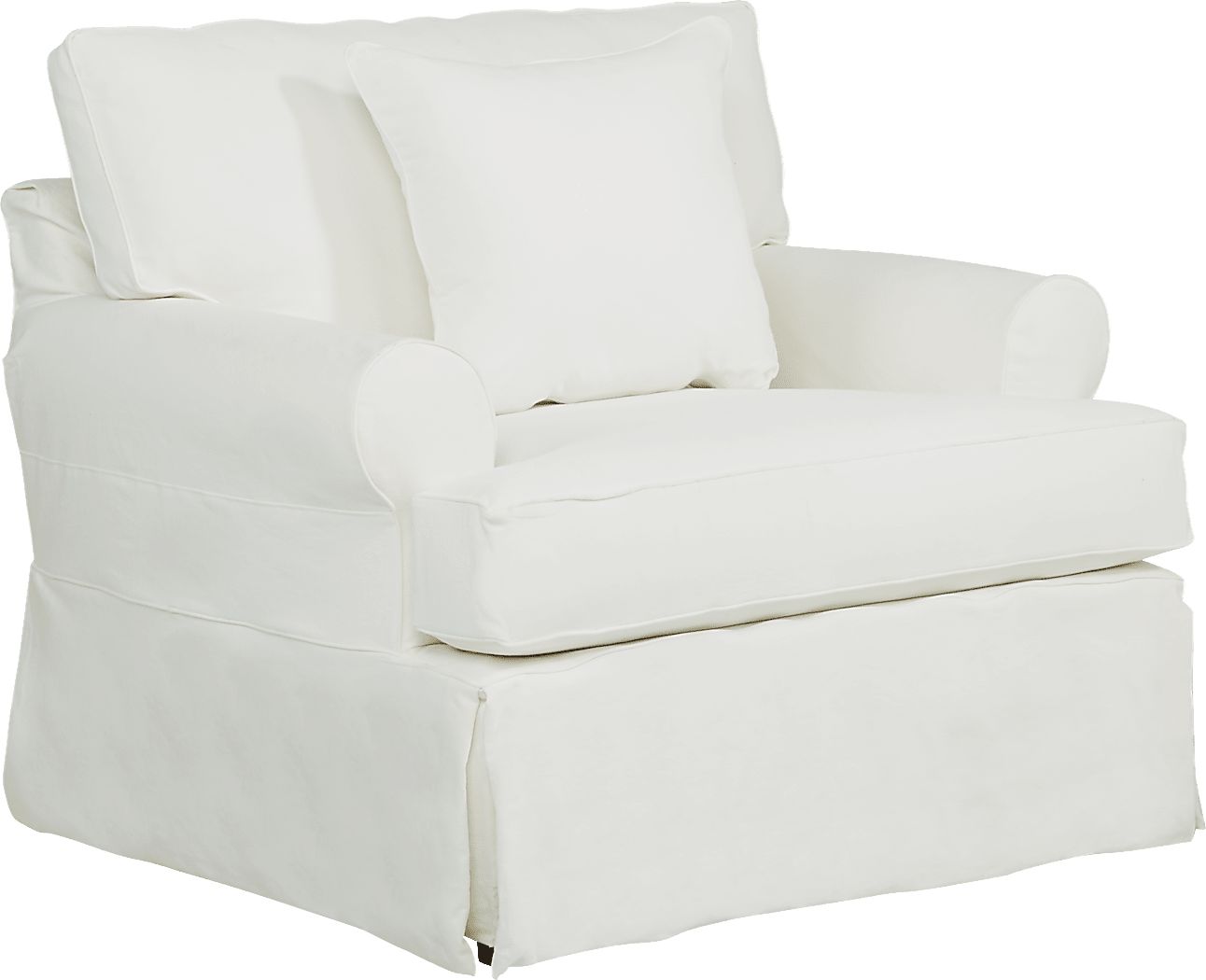 Beachside Walk White Denim Slipcover Chair
