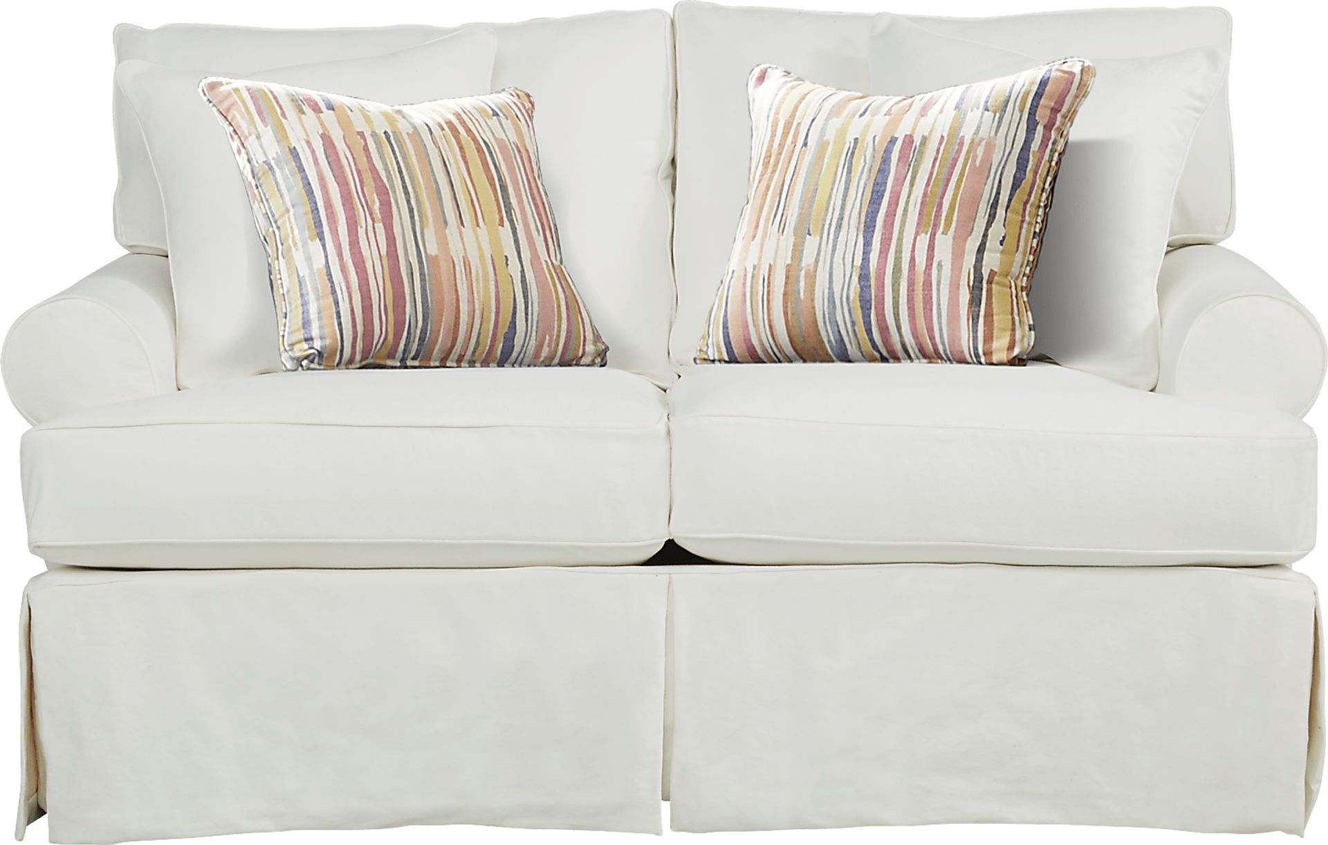 Beachside Walk White Denim Slipcover Loveseat - Image 1