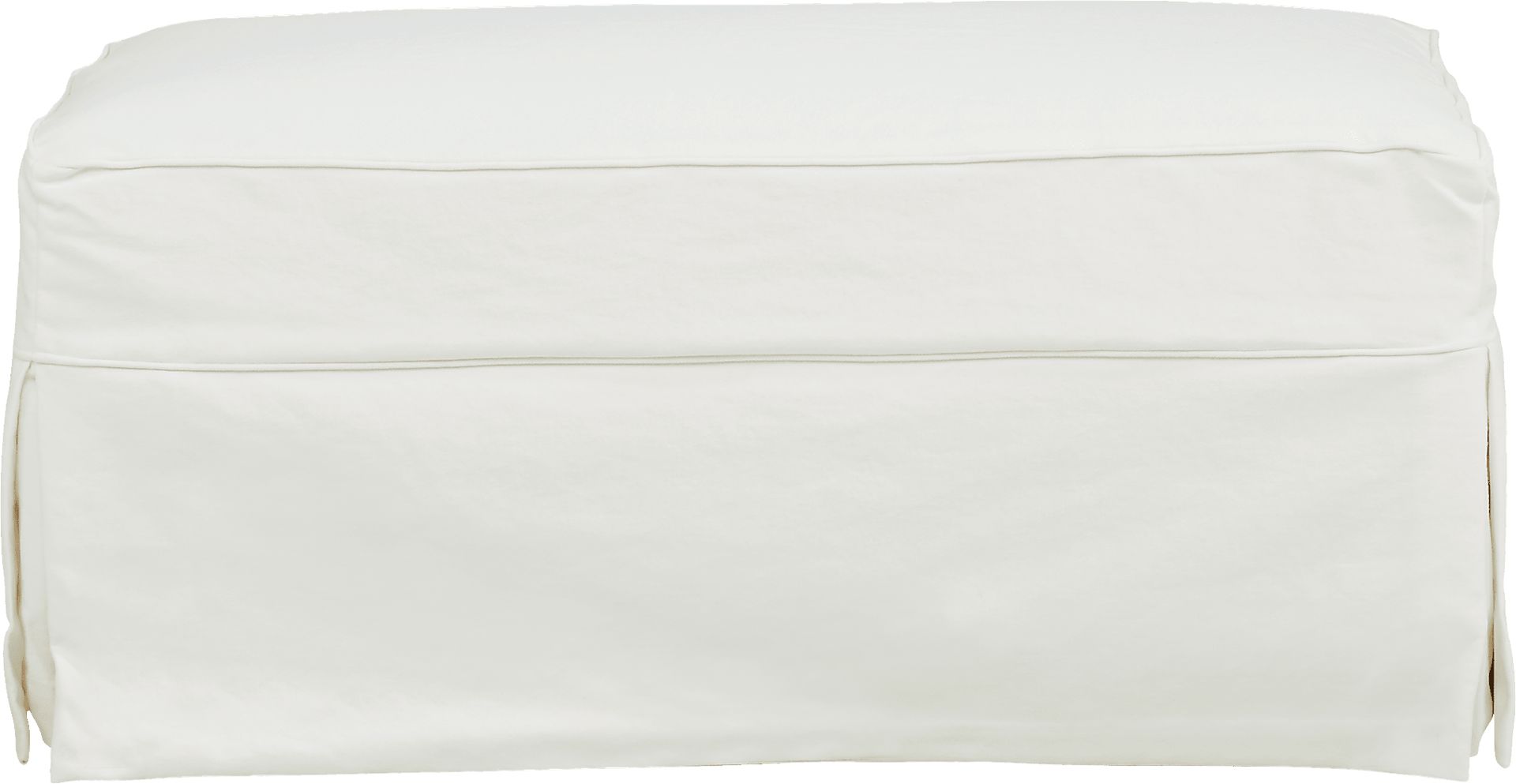 Beachside Walk White Denim Slipcover Ottoman - Image 2