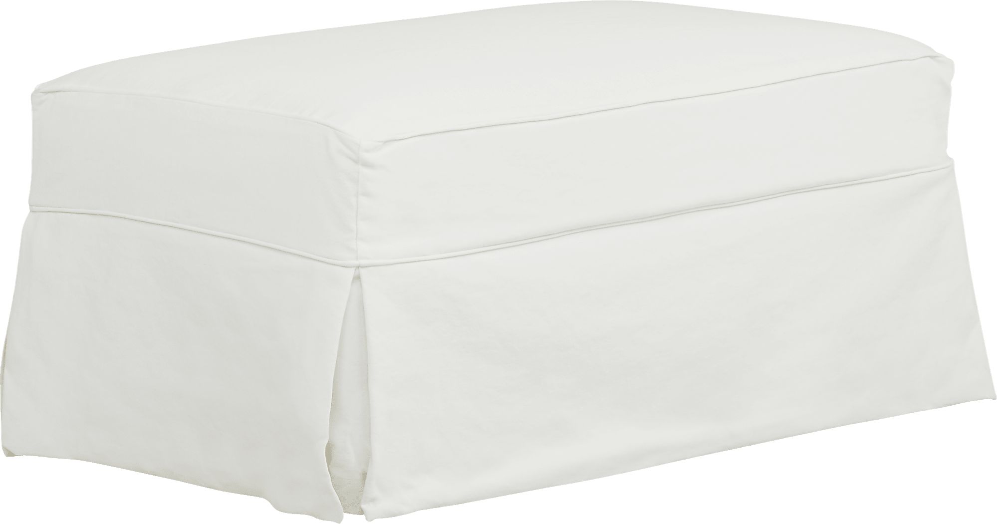 Beachside Walk White Denim Slipcover Ottoman