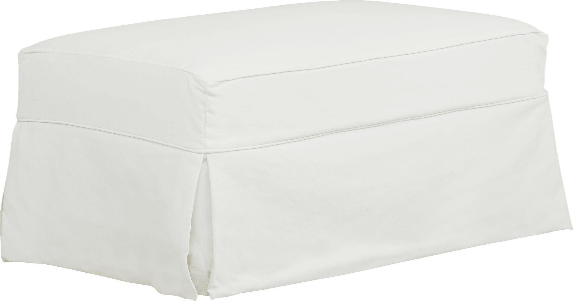 Beachside Walk White Denim Slipcover Ottoman - Image 1