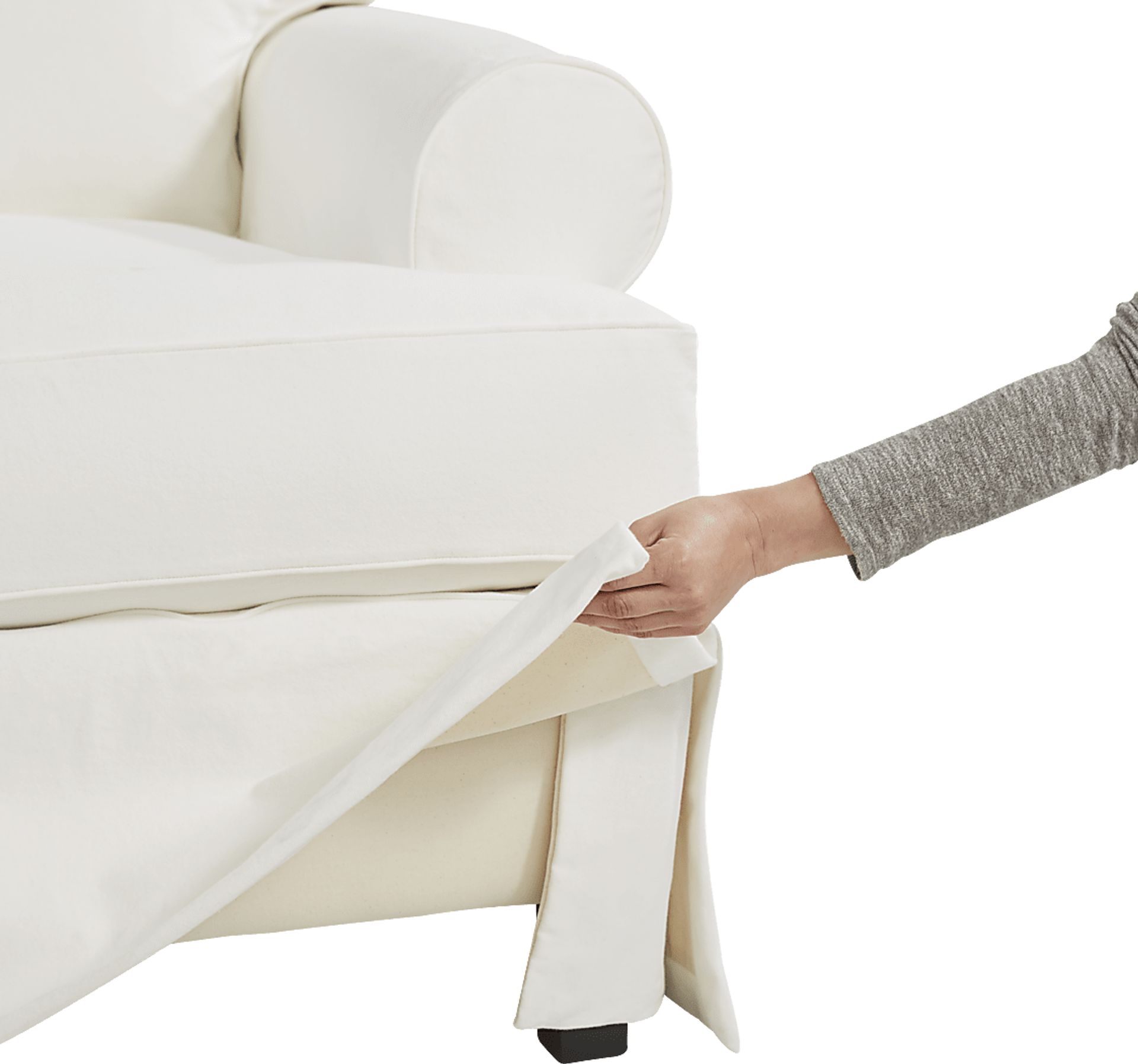 Beachside Walk White Denim Slipcover Sofa - Image 3