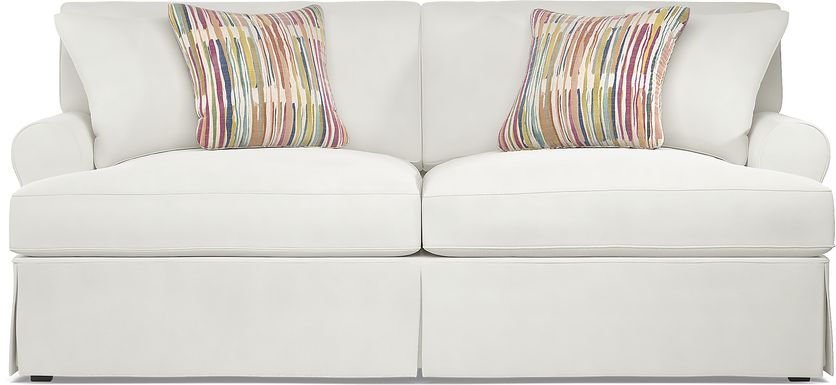 Beachside Walk White Denim Slipcover Sofa